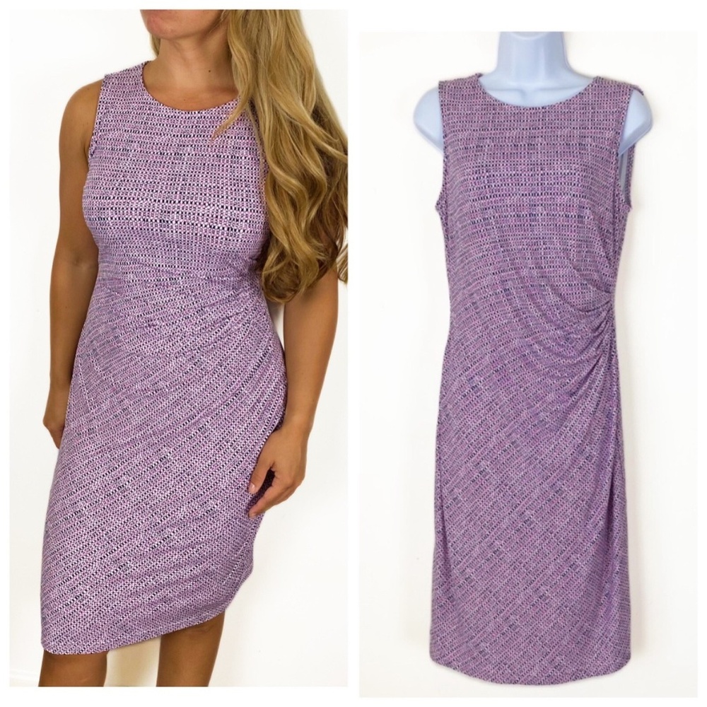 Brooks Brothers Women’s Pink Black Ruched Sleeveless Midi Dress